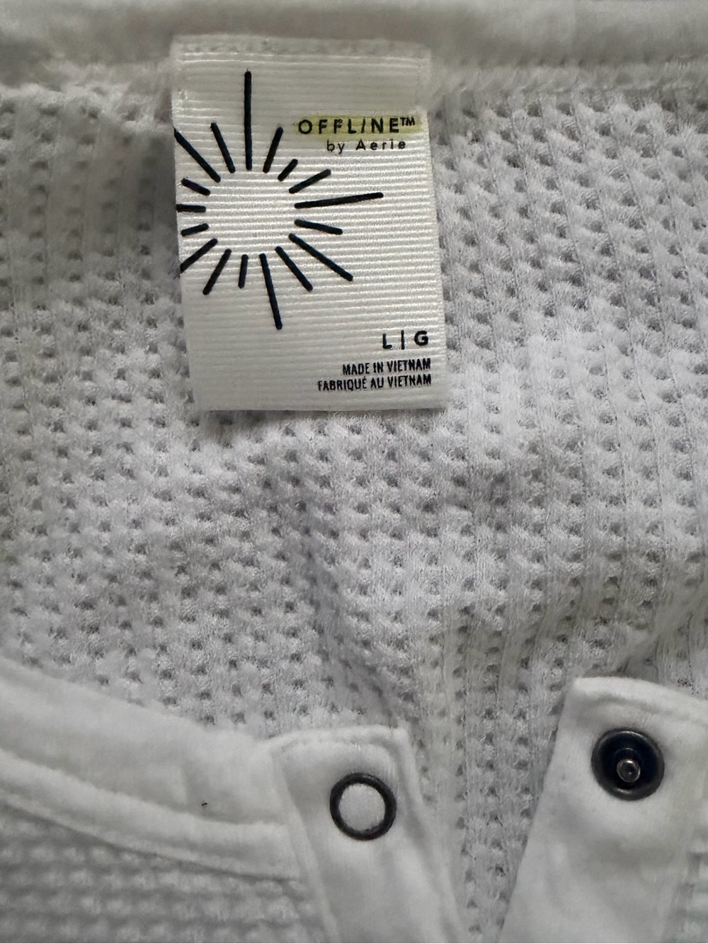 Offline Aerie Way Back Waffle Henley L White Oversized Long Sleeve - Picture 6 of 6